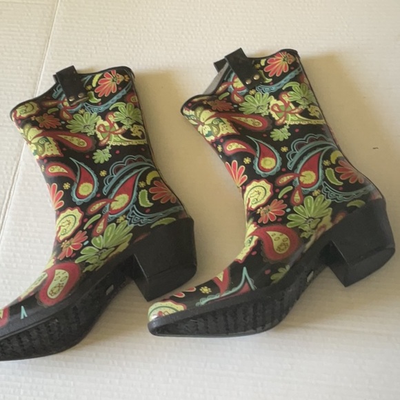 Nomad Black and Red  Rain Boots cowgirl western festival - Picture 1 of 4